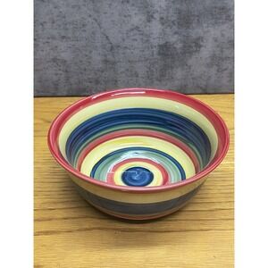Swirl Multicolor Hand Painted Microwave Safe Cereal Bow 6 1/2 Inch
